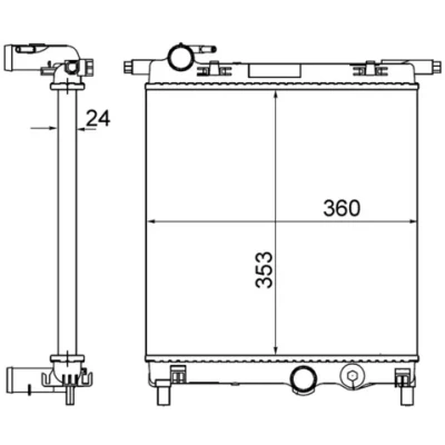 Imagen de MAHLE ORIGINAL CR 831 001S Radiador, refrigeración del motor 352 360 32 Aletas unidas mecánicamente