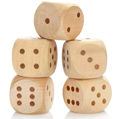 Imagen de COM FOUR® 5X Dados de Madera 5 x cm Grandes para Jugar Juego Exteriores