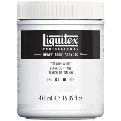 Imagen de Liquitex pintura acrílica profesional Heavy Body cuerpo espeso, tarro de 473 ml, color blanco titanio