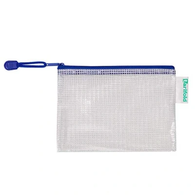 Imagen de Bolsa multiusos tarifold pvc din a6 apertura superior con cremallera portaboligrafo y correa azul