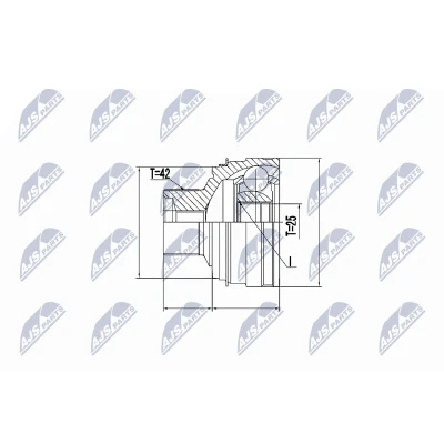 Imagen de NTY NPZ AU 055 Junta Homocinética Caja de cambios manual, Transmisión automática lado rueda, Eje delantero, izquierda, derecha