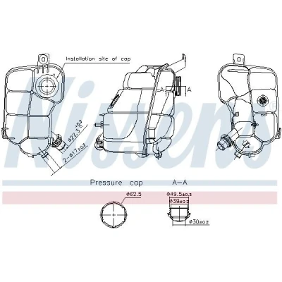 Imagen de NISSENS 996337 Depósito de Agua 1,2 con caperuza FORD: S Max Mk1, MONDEO 4, 4 Stufenheck