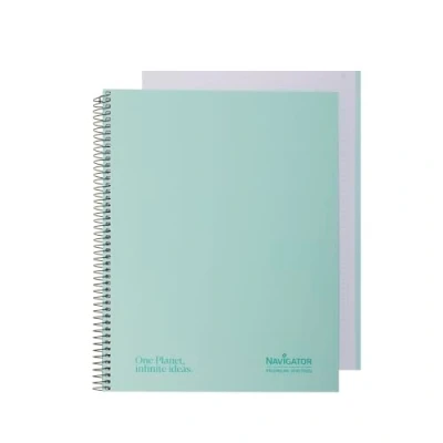 Imagen de Navigator Cuaderno a4 Tapa Extradura 5x5 Mint Borde Color Papel 80g 80 Hojas Microperforadas 4 Taladros Espiral Coil Lock Premium Writing