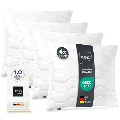 Imagen de LILENO HOME Juego de 4 cojines 40 x cm, cojín interior acolchado para alérgicos, funda microfibra como sofá, decoración y sillón, lavable a C