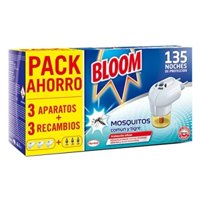 Imagen de Bloom Insecticida Eléctrico Líquido Contra Mosquitos Común y Tigre 3 Aparatos + Recambios