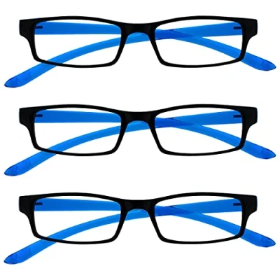 Imagen de UV Reader Negro Azul Brillante Cuello Gafas De Lectura Valor Pack 3 Mujeres Hombres UVR3PK020 +2,50