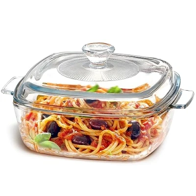 Imagen de Nutriups plato de cacerola cuadrada con horno tapa cazuela cubierta vidrio cubierto manijas, (Fuego no abierto) tapas cocina (1.5L cuadrado)
