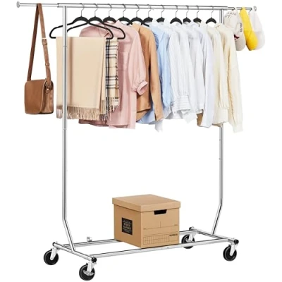 Imagen de Yaheetech Burro Ropa Resistente Percheros de Pie con Ruedas Perchero Cromado Extensible Ajustable Capacidad MAX. 113Kg 108x55x165 178cm
