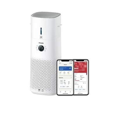 Imagen de Philips Purificador de aire y humidificador 2 en 1 Serie 3000, 131 m2, filtro NanoProtect HEPA carbón activo que elimina el 99,97% todas las partículas invisibles, Blanco (AC3737/10)