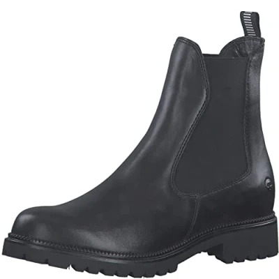Imagen de Tamaris Mujer Botines, señora Botas Chelsea,Botas,Medias Botas,botín,Bota de Deslizamiento,Plano,Black/NO Fur,38 EU