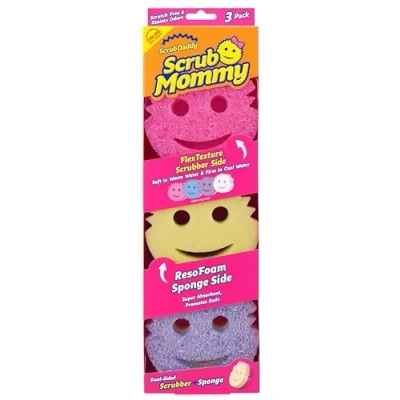 Imagen de Scrub Daddy Mommy Limpiador de Platos + Esponjas Limpieza antiarañazos para Cocina, baño Seguro múltiples Superficies Doble Cara Fregar Limpiar derrames (3