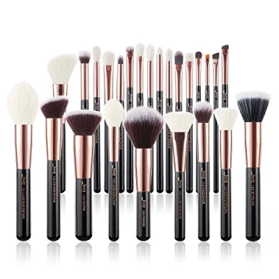 Imagen de Jessup Juego de pinceles maquillaje profesional, 25 piezas, Negro, premium, base en polvo natural, sombra ojos, corrector, rubor, resaltado, etiquetado, T155