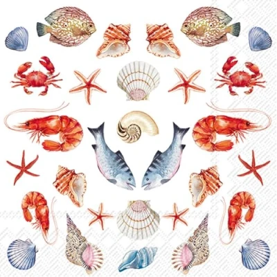 Imagen de 20 Servilletas de papel con diseño popurrí marítimo del mar como decoración mesa. diseño. También para decoupage y (33 x 33 cm)