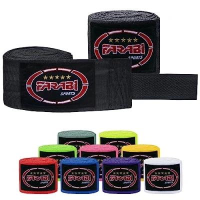 Imagen de Farabi Sports Kids Vendas Boxeo 2,5 Metros de Largo Cinta con par para MMA, Muay Thai, Entrenamiento, Kickboxing y Deportes Combate (Black)