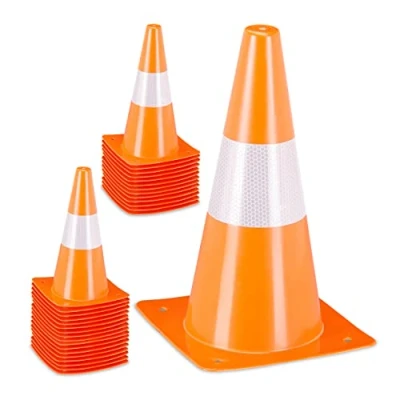 Imagen de Relaxdays Set 32 Conos Señalización, Fútbol, Entrenamiento Perros, Pilones Tráfico 30 cm, Pivotes Reflectantes, Naranja