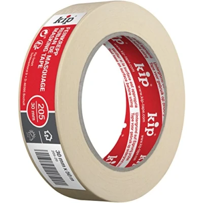 Imagen de Kip MASKING TEC crepé fino Cinta 30 mm x 50 m adhesiva impregnada para interiores Bellos bordes de color Alta fuerza Resistente al desgarro y flexible