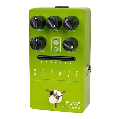 Imagen de FLAMMA FS08 pedal de octava para guitarra eléctrica, efectos octava, control señal seca, 7 ranuras preestablecidas