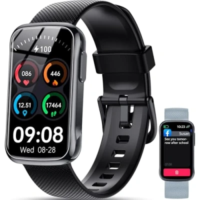 Imagen de OUKITEL Reloj Inteligente Hombre Mujer Deportivo con 2 Correas Intercambiable, Fitness Tracker Smartwatch, 24H Frecuencia Cardíaca, IP68 Impermeable, Múltiples Modos de Ejercicio para Android/iOS