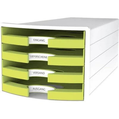 Imagen de Han cajones caja Impuls, DIN A4/C4, 4 abiertos, color blanco/Trend Colour Lemon