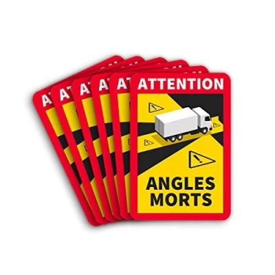 Imagen de 6 placas magnéticas Attention Angles Morts, 25 x 17 cm, para camiones y caravanas, cartel de advertencia Francia con protección UV
