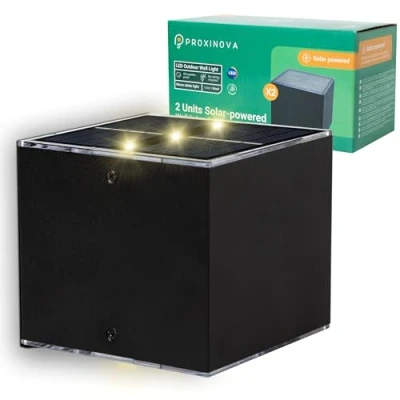 Imagen de Proxinova Solar Aplique Pared Exterior LED, Lámparas de Doble Luz, Sensor Crepuscular, Para Iluminación Jardín, Lampara Solar, Impermeable IP65, Paquet 2