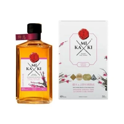 Imagen de KAMIKI Blended Malt Whisky SAKURA &amp; CEDAR Cask Finish 48% Vol. 0,5l in Giftbox