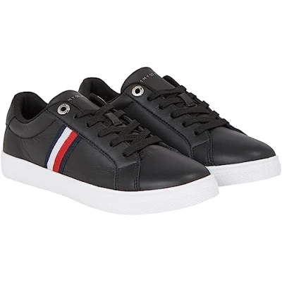 Imagen de Tommy Hilfiger Mujer Sneaker con suela cupsole Essential Stripes Court Zapatillas, Negro (Black), 36 EU