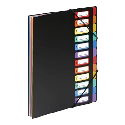 Imagen de Viquel Rainbow Clasificador con fuelle, de polipropileno, 12 posiciones