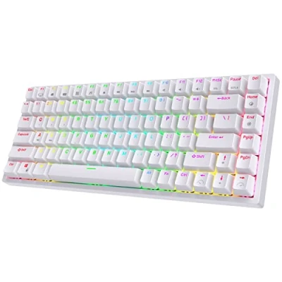 Imagen de RK ROYAL KLUDGE RK84 teclado mecánico para juegos, inalámbrico, Bluetooth, 2,4 GHz, 75 %, RGB, tres modos, conectable con switch marrón táctil intercambiable, no necesariamente español