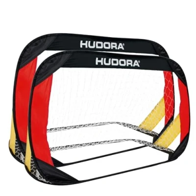 Imagen de HUDORA Conjunto de 2 Porterías Fútbol Plegables I Set para Niños y Adultos con Bolsa Transporte &amp; Estacas Jardín, Parque Playa
