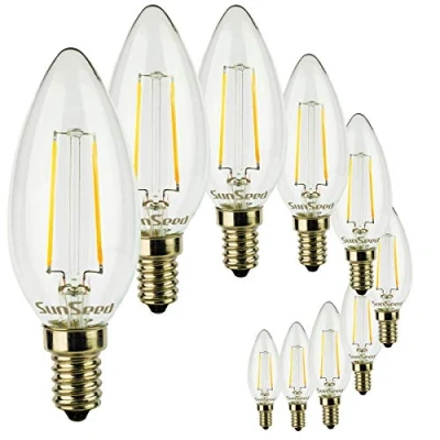 Imagen de SUNSEED 10x Bombilla Vela Filamento LED E14 2W = 25W Blanco Neutro 4000K