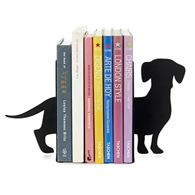Imagen de Balvi Sujetalibros Teckel Color Negro Soporte para Libros de Estantería en Forma Perro 2 Unidades