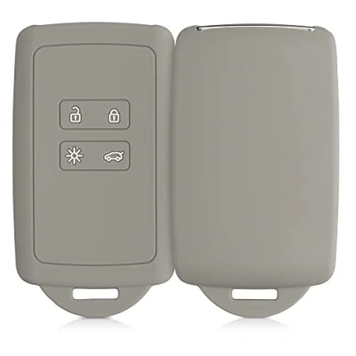 Imagen de kwmobile Funda de Silicona Compatible con Renault Llave Coche Smart Key 4 Botones (Solo Keyless Go) Carcasa Protectora para Llavero Case Mando Auto Gris