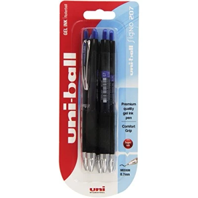 Imagen de Uni Ball Signo 207 Lote de bolígrafos retractables (tinta gel), color azul, 5 unidades