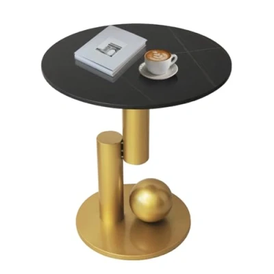 Imagen de Cre Cra Mesa Auxiliar para Sofa,Mesa Lateral de mármol,mesita auxiliares Moderna,Mesa Redonda,Mueble Metalica,mesas Salon,Mesa pequena
