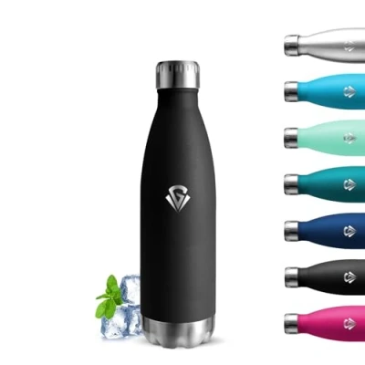 Imagen de Grsta Botella Agua Acero Inoxidable, 500ml Termica, A Prueba de Fugas, Niños, Doble Aislamiento, sin Bpa, Cantimplora para la Escuela, Cafetería, Oficina, Viajar, Cámping