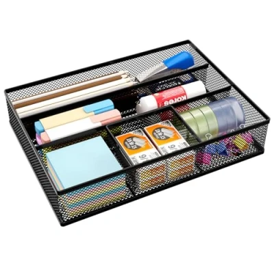 Imagen de EasyPAG Bandeja organizadora para cajones de escritorio, accesorio oficina hecho rejilla, color negro