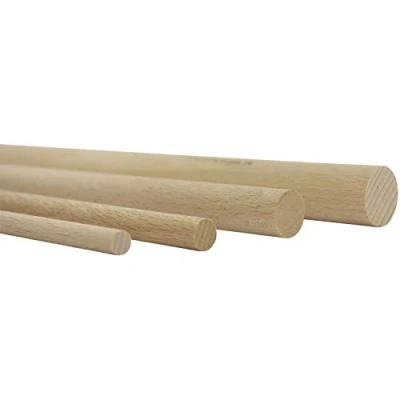 Imagen de vasalat Varillas de madera lisas para manualidades, 100 cm x 20 mm, haya natural, contenido, 6 unidades