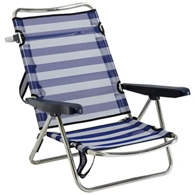 Imagen de Alco 607ALF 0056 Silla playa aluminio fibreline, con asa, Azul/Blanco, 720 x 650 150 mm, 1 unidad