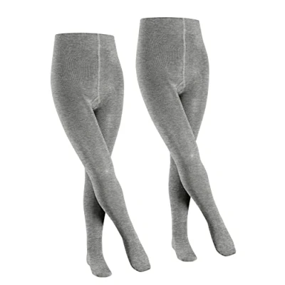 Imagen de FALKE Family 2 Pack K TI algodón gruesa unicolor piezas, Pantimedias Unisex niños, Gris (Light Grey 3400), 134 146