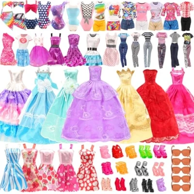 Imagen de Miunana 35 Accesorios para 11.5 Pulgadas 28 30 cm Dolls Muñeca = 5 Vestidos De Moda + 4 Ropas 3 Mini Trajes Baño 15 (Estilo Aleatorio)