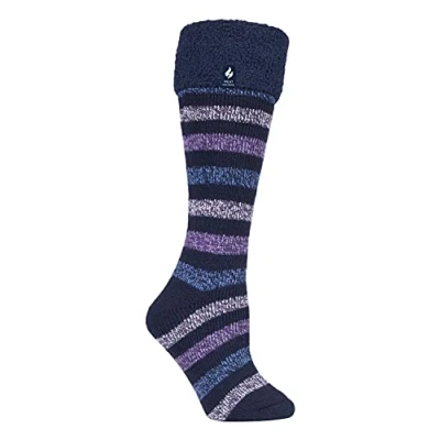 Imagen de HEAT HOLDERS Calcetines Largos de Invierno a Rayas para Mujer Térmicos (37 40, la marina guerra raya)