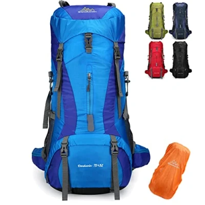 Imagen de Doshwin 70L Mochila Camping Trekking Senderismo Viaje (con Funda Impermeable) (Azul)