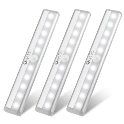 Imagen de OxyLED Luz Armario, 3 Unidades 6000K Led Armario Pilas Sensor del con Tira Magnética Adhesiva Auto Encendido Apagado Luces Homelife para Escaleras Pasillo Cocina Garaje