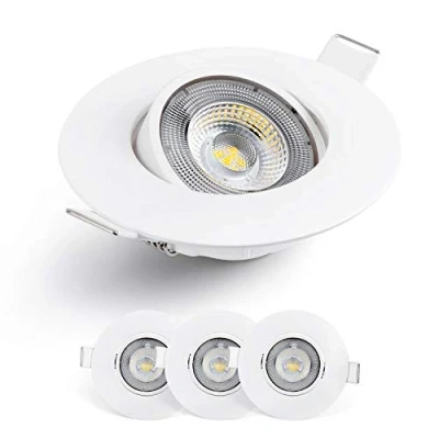 Imagen de EMOS Exclusive focos LED Interior Techo 5W, 450lm Ojos de Buey para luz blanca cálida 3000k Juego 3 empotrables ultraplanos redondos pivotante en 50 color blanco