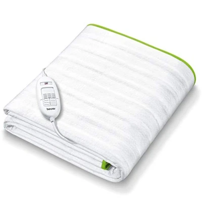 Imagen de Beurer TS 15 Calientacamas con sistema de seguridad automático forro polar suave y 3 niveles temperatura, fácil fijación en la cama el colchón, lavable a 30⁰, 150 x 80 cm, blanco