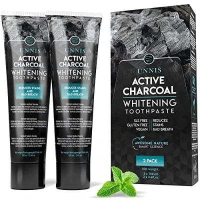 Imagen de Blanqueador Dental Profesional Blanqueamiento 2 Pack Carbon Activado Dientes Blancos Activo Pasta de Blanqueante Limpieza Activated Charcoal Teeth Whitening Toothpaste
