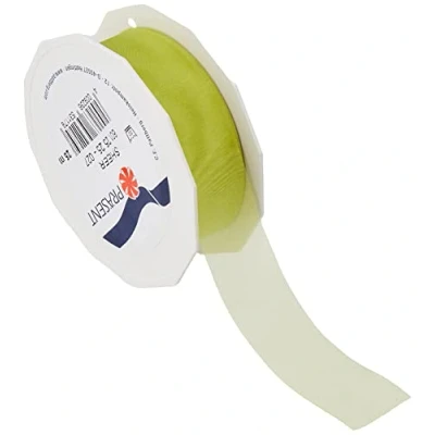 Imagen de C.E. PATTBERG SHEER cinta regalo de organza color lima, 25 m decorativa para envolver regalos, mm ancho, decoración y manualidades versátiles creativas