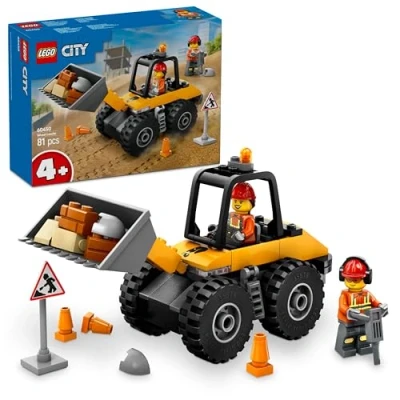 Imagen de LEGO City Cargadora con Ruedas Amarilla Vehículo de Construcción y Obra, Excavadora Juguete, Regalo Montessori para Niños Niñas 4 años o Más, 2 Minifiguras Obreros Accesorios 60450