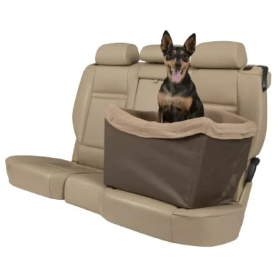 Imagen de PetSafe Asiento de seguridad para perros Happy Ride Adecuado automóviles, vehículos grandes y 4x4 Incluye cinturón Forro polar resistente lavable a máquina, marron